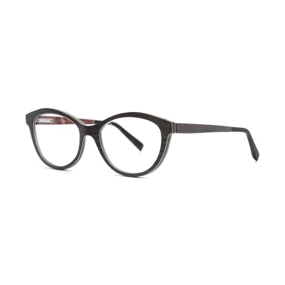 GOLD & WOOD Dea 01.03 Grey Oak Women's Semi Cat Eye Eyeglasses Frames 52-17-140 - Picture 2 of 7